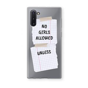 CaseCompany No Girls Allowed Unless: Samsung Galaxy Note 10 Transparant Hoesje