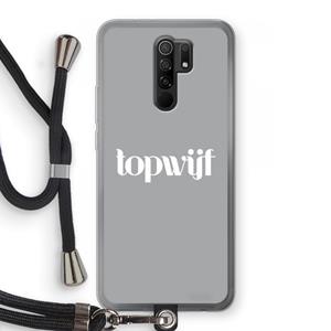 CaseCompany Topwijf Grijs Wit: Xiaomi Redmi 9 Transparant Hoesje met koord