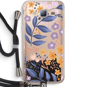 CaseCompany Flowers with blue leaves: Samsung Galaxy J3 (2016) Transparant Hoesje met koord