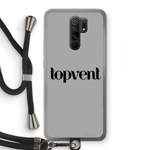 CaseCompany Topvent Grijs Zwart: Xiaomi Redmi 9 Transparant Hoesje met koord