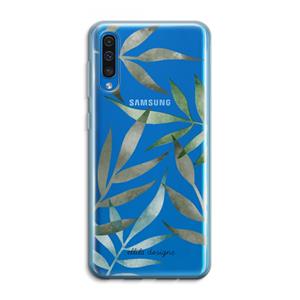 CaseCompany Tropical watercolor leaves: Samsung Galaxy A50 Transparant Hoesje