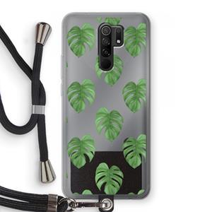 CaseCompany Monstera leaves: Xiaomi Redmi 9 Transparant Hoesje met koord