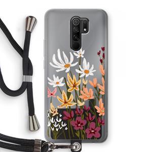 CaseCompany Painted wildflowers: Xiaomi Redmi 9 Transparant Hoesje met koord