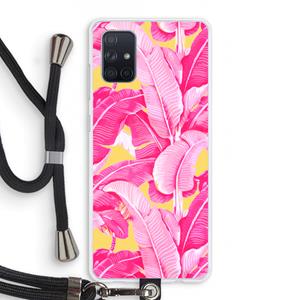 CaseCompany Pink Banana: Samsung Galaxy A71 Transparant Hoesje met koord