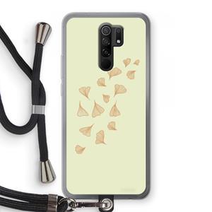 CaseCompany Falling Leaves: Xiaomi Redmi 9 Transparant Hoesje met koord