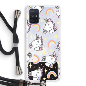 CaseCompany Rainbow Unicorn: Samsung Galaxy A71 Transparant Hoesje met koord