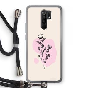 CaseCompany Roses are red: Xiaomi Redmi 9 Transparant Hoesje met koord