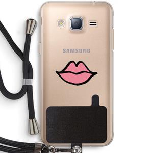 CaseCompany Kusje: Samsung Galaxy J3 (2016) Transparant Hoesje met koord