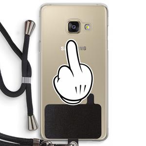 CaseCompany Middle finger white: Samsung Galaxy A3 (2016) Transparant Hoesje met koord