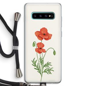 CaseCompany Red poppy: Samsung Galaxy S10 Plus Transparant Hoesje met koord