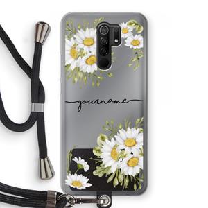 CaseCompany Daisies: Xiaomi Redmi 9 Transparant Hoesje met koord