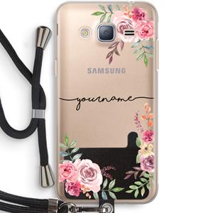 CaseCompany Rozen: Samsung Galaxy J3 (2016) Transparant Hoesje met koord