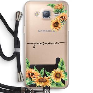 CaseCompany Zonnebloemen: Samsung Galaxy J3 (2016) Transparant Hoesje met koord
