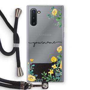 CaseCompany Gele bloemen: Samsung Galaxy Note 10 Transparant Hoesje met koord