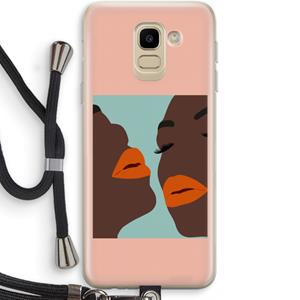 CaseCompany Orange lips: Samsung Galaxy J6 (2018) Transparant Hoesje met koord
