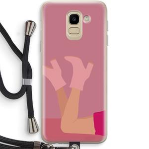 CaseCompany Pink boots: Samsung Galaxy J6 (2018) Transparant Hoesje met koord