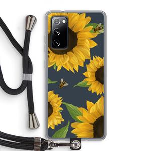 CaseCompany Sunflower and bees: Samsung Galaxy S20 FE / S20 FE 5G Transparant Hoesje met koord