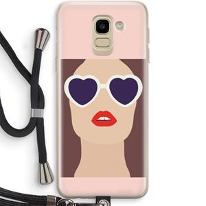 CaseCompany Red lips: Samsung Galaxy J6 (2018) Transparant Hoesje met koord