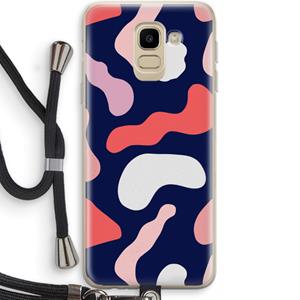 CaseCompany Memphis Shapes Pink: Samsung Galaxy J6 (2018) Transparant Hoesje met koord