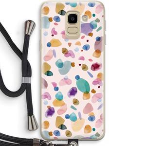 CaseCompany Terrazzo Memphis Pink: Samsung Galaxy J6 (2018) Transparant Hoesje met koord