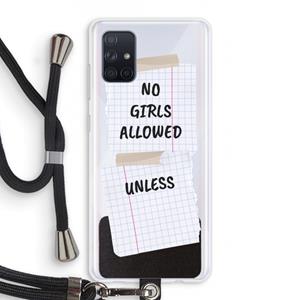 CaseCompany No Girls Allowed Unless: Samsung Galaxy A71 Transparant Hoesje met koord