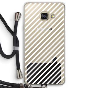 CaseCompany Strepen zwart-wit: Samsung Galaxy A3 (2016) Transparant Hoesje met koord