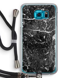 CaseCompany Zwart marmer: Samsung Galaxy S6 Transparant Hoesje met koord