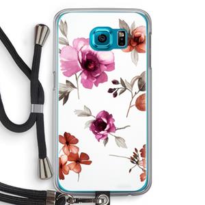 CaseCompany Geschilderde bloemen: Samsung Galaxy S6 Transparant Hoesje met koord
