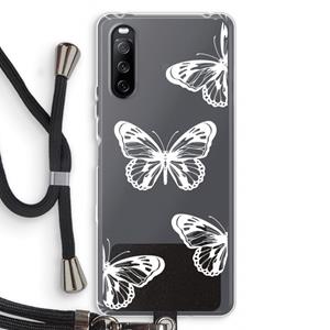 CaseCompany White butterfly: Sony Sony Xperia 10 III Transparant Hoesje met koord