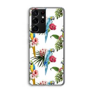 CaseCompany Kleurrijke papegaaien: Samsung Galaxy S21 Ultra Transparant Hoesje