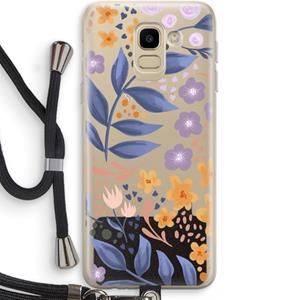 CaseCompany Flowers with blue leaves: Samsung Galaxy J6 (2018) Transparant Hoesje met koord