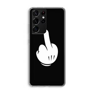 CaseCompany Middle finger black: Samsung Galaxy S21 Ultra Transparant Hoesje