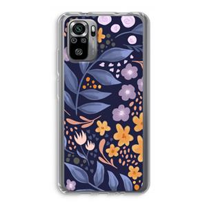 CaseCompany Flowers with blue leaves: Xiaomi Redmi Note 10S Transparant Hoesje