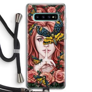 CaseCompany Lady Moth: Samsung Galaxy S10 Plus Transparant Hoesje met koord