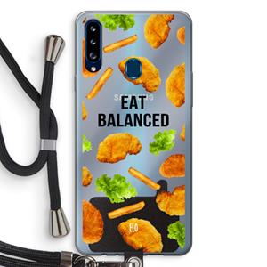 CaseCompany Eat Balanced: Samsung Galaxy A20s Transparant Hoesje met koord
