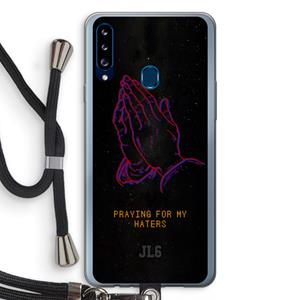 CaseCompany Praying For My Haters: Samsung Galaxy A20s Transparant Hoesje met koord