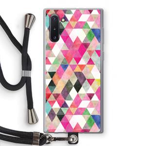 CaseCompany Gekleurde driehoekjes: Samsung Galaxy Note 10 Transparant Hoesje met koord