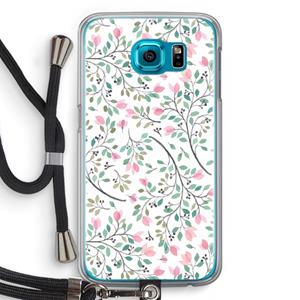 CaseCompany Sierlijke bloemen: Samsung Galaxy S6 Transparant Hoesje met koord