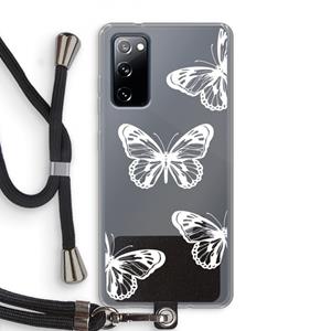 CaseCompany White butterfly: Samsung Galaxy S20 FE / S20 FE 5G Transparant Hoesje met koord