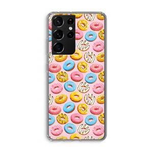 CaseCompany Pink donuts: Samsung Galaxy S21 Ultra Transparant Hoesje