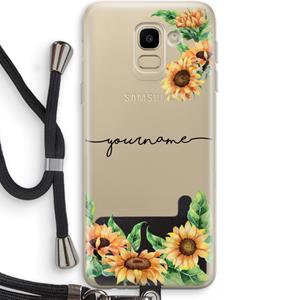 CaseCompany Zonnebloemen: Samsung Galaxy J6 (2018) Transparant Hoesje met koord