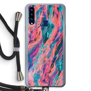 CaseCompany Electric Times: Samsung Galaxy A20s Transparant Hoesje met koord