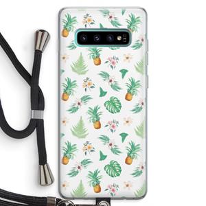 CaseCompany Ananas bladeren: Samsung Galaxy S10 Plus Transparant Hoesje met koord