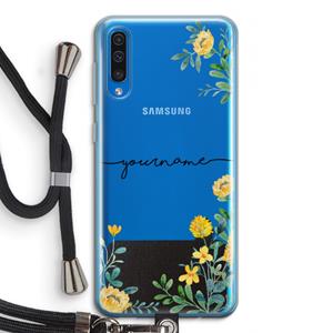CaseCompany Gele bloemen: Samsung Galaxy A50 Transparant Hoesje met koord