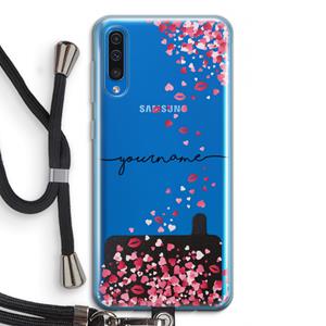 CaseCompany Hartjes en kusjes: Samsung Galaxy A50 Transparant Hoesje met koord