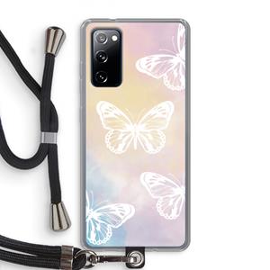 CaseCompany White butterfly: Samsung Galaxy S20 FE / S20 FE 5G Transparant Hoesje met koord