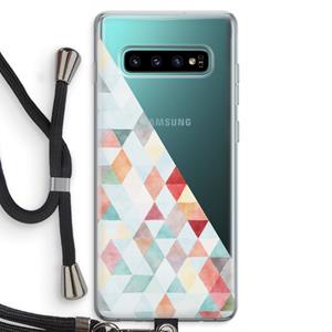 CaseCompany Gekleurde driehoekjes pastel: Samsung Galaxy S10 Plus Transparant Hoesje met koord