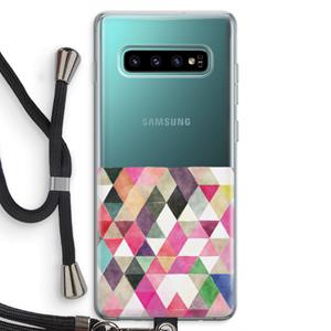 CaseCompany Gekleurde driehoekjes: Samsung Galaxy S10 Plus Transparant Hoesje met koord