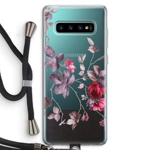CaseCompany Mooie bloemen: Samsung Galaxy S10 Plus Transparant Hoesje met koord