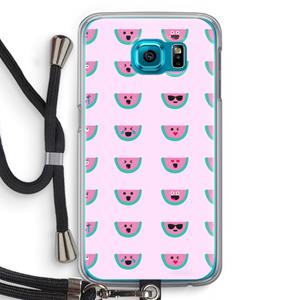 CaseCompany Smiley watermeloenprint: Samsung Galaxy S6 Transparant Hoesje met koord
